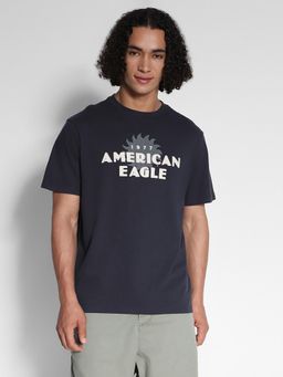 American Eagle - Men Black Logo Graphic T-Shirt