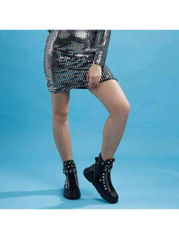 Saint G - Beyonce Embellished Black Leather Shoes