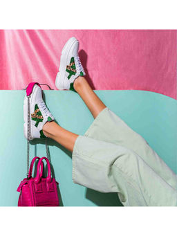 Saint G - Antea White & Green Leather Sneakers