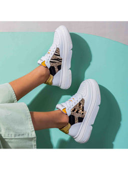 Saint G - Antea Metal Studs Yellow & White Leather Sneakers