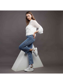 Saint G - Venetia White Pony Hair Print Leather Sneakers