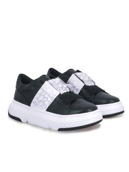 Saint G - Joanna Crystal Black Leather Sneakers