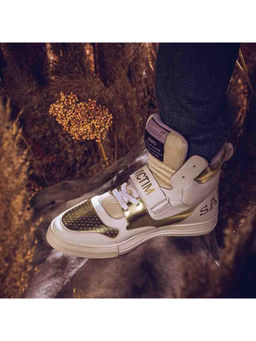 Saint G - Rowan Gold & White Leather Sneakers