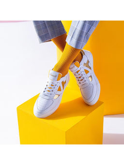 Saint G - Felix Unisex White & Yellow Leather Sneakers