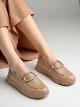 Shoetopia - Women Beige Casual Loafers