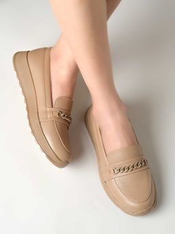 Shoetopia - Women Beige Casual Loafers