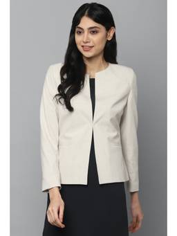 Allen Solly - Cream Collar Neck Solid-Plain Jackets and Coats