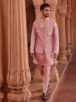 CONTRAST BY PARTH - Pink Husn Nehru Jacket with Kurta and Pant (Set of 3)