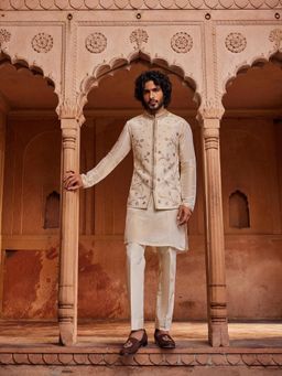 CONTRAST BY PARTH - Beige Miraya Nehru Jacket with Kurta and Pant (Set of 3)