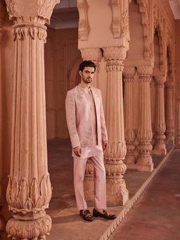 CONTRAST BY PARTH - Pink Naaz Jacket with Kurta and Pant (Set of 3)