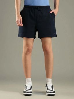 Tommy Hilfiger - Navy Blue Regular Fit Solid Mid Rise Shorts