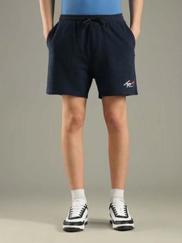 Tommy Hilfiger - Blue Regular Fit Solid Mid Rise Shorts