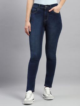 Monte Carlo - Womens Dark Blue Light Wash Slim Fit Denim Jeans
