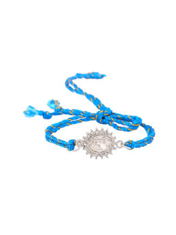 Estele - Rhodium Plated Sacred Sparkle Designer Rakhi with Crystals & Silk Thread