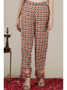 Aurelia - Multicoloured Abstract Printed Straight Palazzo In Ankle Length
