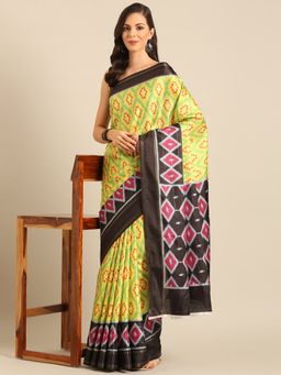 EXCLUSIVA - Yellow Cotton Patola Saree with Unstitched Blouse