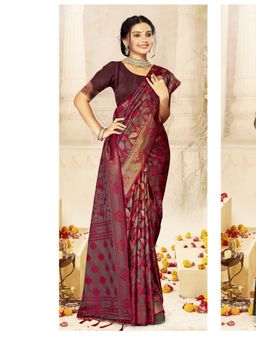 EXCLUSIVA - Multi-Color Satin Silk Saree with Unstitched Blouse
