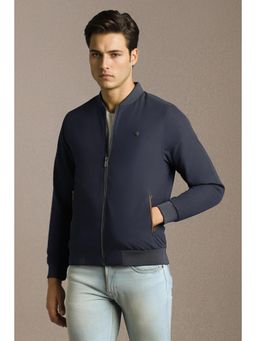 Louis Philippe - Navy Blue Polyester Full Sleeves Jacket