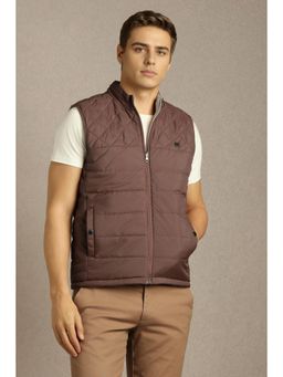 Louis Philippe - Brown Cotton Sleeveless Jacket