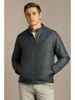 Louis Philippe - Navy Blue Polyester Full Sleeves Jacket