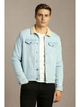 Louis Philippe - Blue Cotton Full Sleeves Jacket