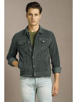 Louis Philippe - Green Cotton Full Sleeves Jacket