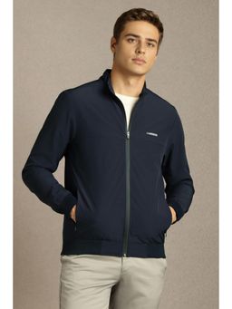 Louis Philippe - Navy Blue Polyester Full Sleeves Jacket