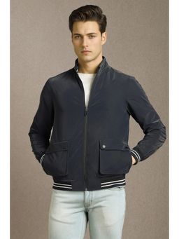 Louis Philippe - Navy Blue Polyester Full Sleeves Jacket