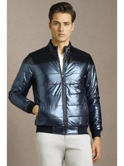 Louis Philippe - Navy Blue Blended Full Sleeves Jacket