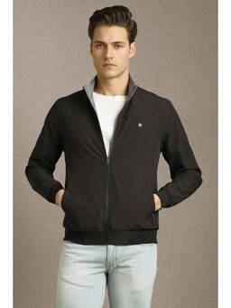Louis Philippe - Black Polyester Full Sleeves Reversible Jacket