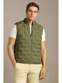Louis Philippe - Olive Polyester Sleeveless Jacket