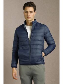 Louis Philippe - Navy Blue Polyester Full Sleeves Jacket