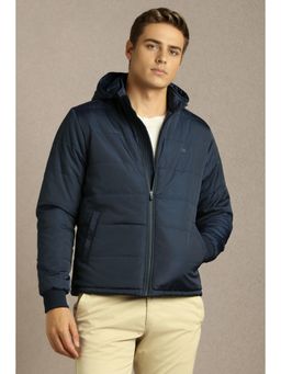 Louis Philippe - Navy Blue Polyester Full Sleeves Jacket
