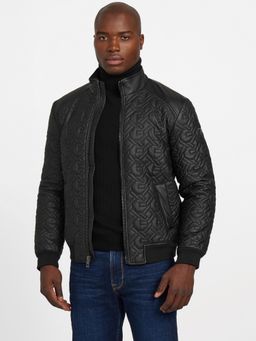Guess - Black Polyurethane Full Sleeves Jacket