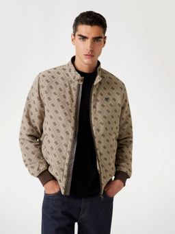Guess - Beige Cotton Blend Full Sleeves Jacket