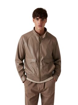 Guess - Brown Polyurethane Full Sleeves Jacket