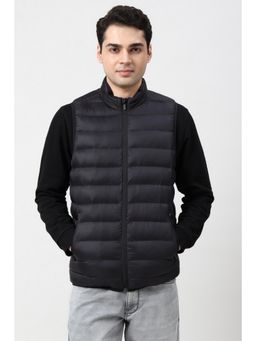 Peter England - Black Polyester Sleeveless Jacket