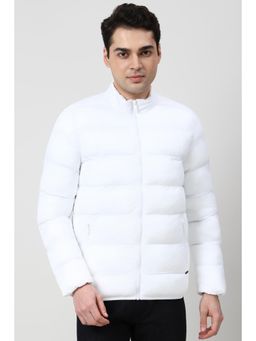 Peter England - White Polyester Full Sleeves Jacket