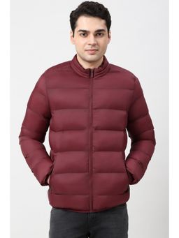 Peter England - Maroon Polyester Full Sleeves Jacket