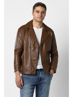 Peter England - Brown Polyurethane Full Sleeves Jacket