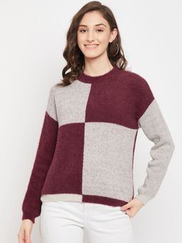 Madame - Colorblock Wine Sweater