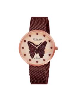Strand by Obaku - Sparkling Butterfly Analog Dial Womens Watch - Rose Gold - S700LHVVMD-DBD_A (M)