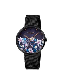 Strand by Obaku - Flower Charcoal Analog MOP Dial Womens Watch - Black - S700LXBBMB-DF_A (M)