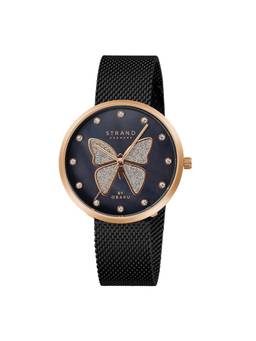 Strand by Obaku - Glitter Butterfly Analog Dial Womens Watch - Black - S700LXVBMB-DB_A (M)