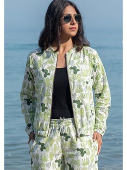 Okhai - Floraison' Pure Cotton Hand Block Printed Bomber Jacket