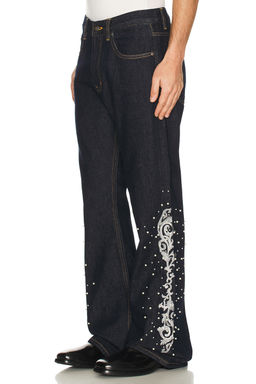 Birth Of Royal Child - Embroidered Pearl Flared Trousers