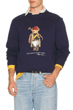 POLO RALPH LAUREN - Long Sleeve Fleece Novelty Polo Society Bear Crewneck Sweatshirt