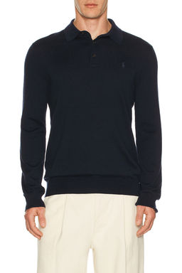 POLO RALPH LAUREN - Long Sleeve Merino Wool Button Placket Polo Sweater