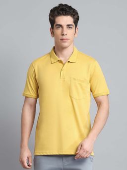 Monte Carlo - Mens Solid Mustard Collar Neck Half Sleeve Polo T-Shirt
