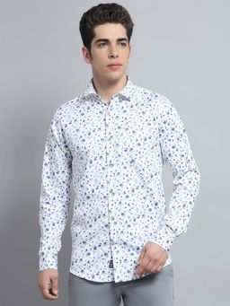 Monte Carlo - Mens Printed Blue Collar Neck Full Sleeve Shirt